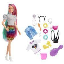 Boneca Barbie Penteado Arco-íris Animal Print Loira GRN81 - Mattel