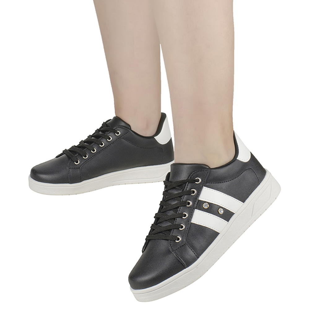 Tênis Casual Preto Listra Branca Moderno Unissex Tradicional em Oferta na Shopee