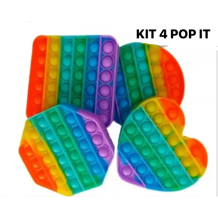 KIT 4 Brinquedos Fidget Push Pop It，Seleção aleatória
