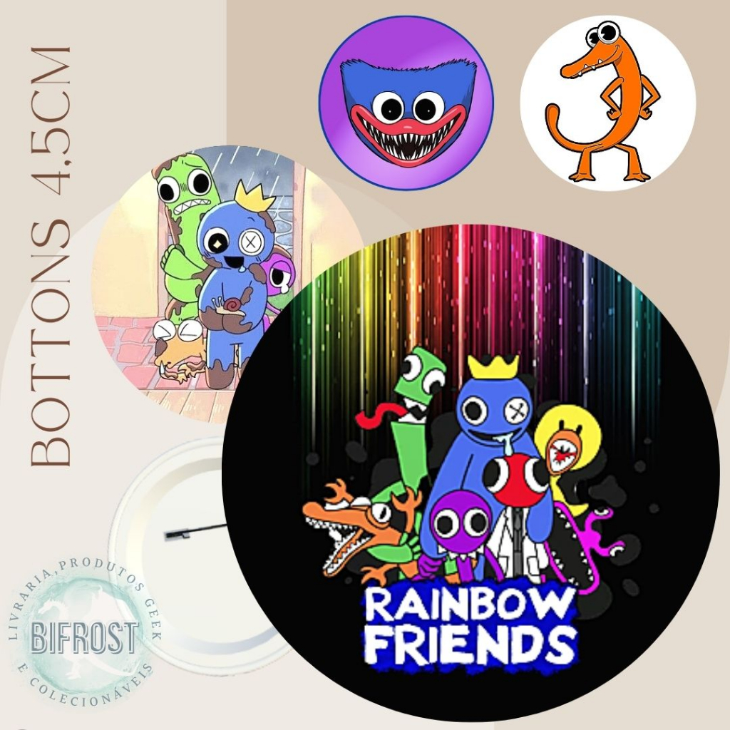 Botton Rainbow Friends diversos personagens Azul, Amarelo, Vermelho, Laranja Pin