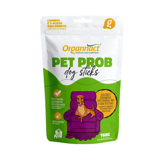 Suplemento Pet Prob Dog Sticks 160g Organnact Probióticos