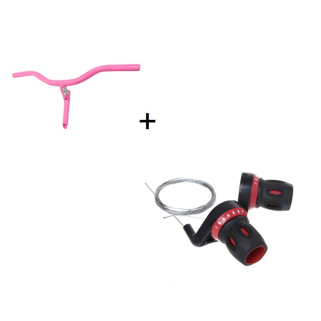 Kit Guidão Bicicleta Aro 20 Rosa COM Trocador de Marcha Alavanca Grip Shift para 18 E 21 Marchas para bicicleta bike aro 20 aro 24 aro 26 aro 29 Não acompanha manopla NOVO MOSTRUÁRIO