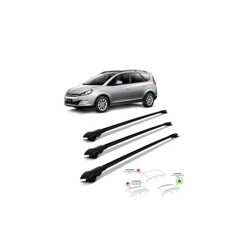 Rack Travessa Jac J6 2010 A 2016 3 Barras Bagageiro Slim Heavy Car