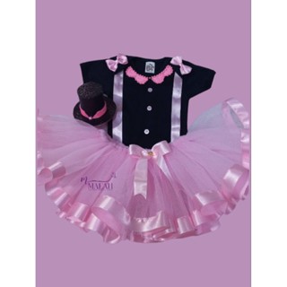 Fantasia Mundo Bita Menina Conjunto Completo Body + Saia De Tutu (Tule) + Cartola