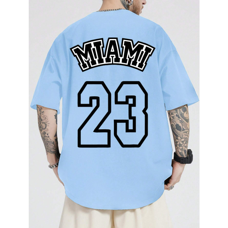 Camiseta Oversized Miami 23 Bordado Grafico Esportivo Street