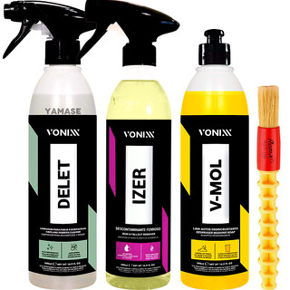 KIT DESCONTAMINANTE FERROSO IZER SHAMPOO XAMPO V-MOL DELET RESTAURADOR DE PNEUS E BORRACHAS VONIXX em Oferta na Shopee