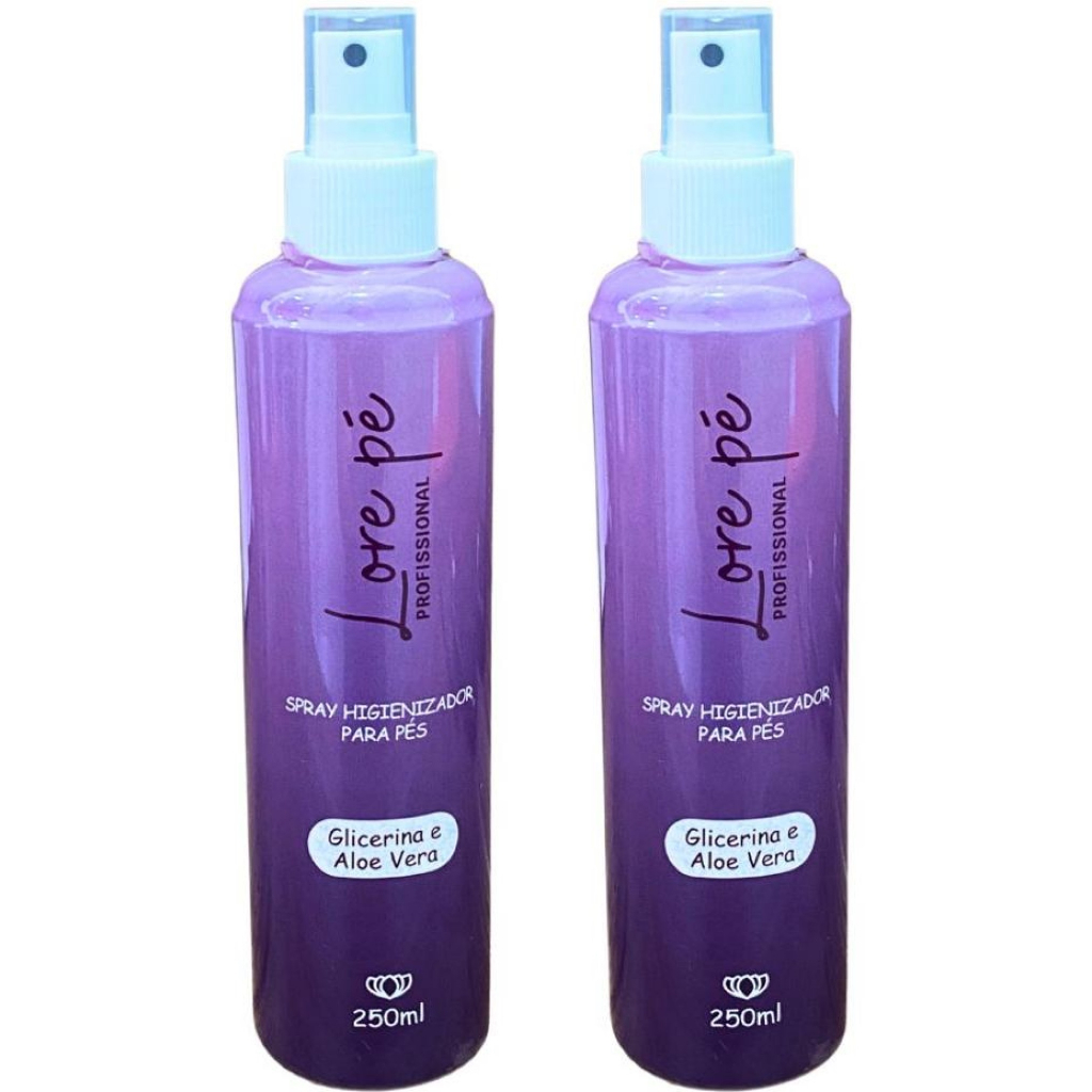 SPRAY HIGIENIZANTE GLICERINA E ALE VERA SPA DOS PÉS 250ml - LORE PÉ Kit 2und