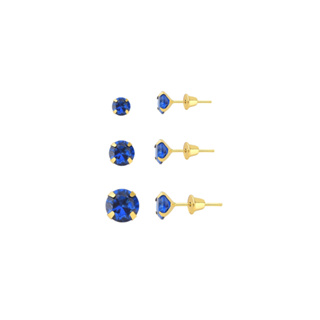Trio de brincos de ouro 18k Zircônias Redondas em Oferta na Shopee