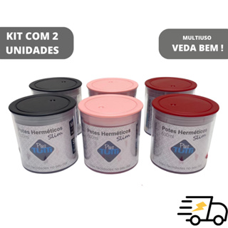 Kit Dois Potes Herméticos de Acrílico com Tampa  600ml em Oferta na Shopee