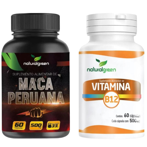 Maca Peruana Cresce Bumbum Coxas Aumenta Libido + Vitamina B12 60 Cápsulas cada