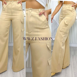 Calça Pantalona Alfaiataria Cargo com Bolso Lateral 106