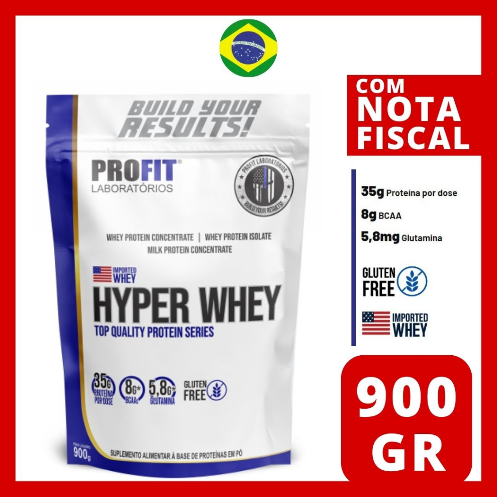 Hyper Whey Protein Profit Labs Isolado e Concentrado Original Refil 900g Sem Gluten - Envio Imediato