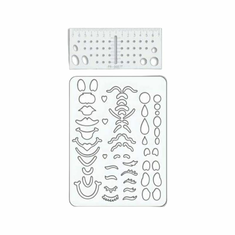 Kit Réguas Gabarito Stencil Simetria Rosto Olhos Boneca de Pano Dona Shô em Oferta na Shopee