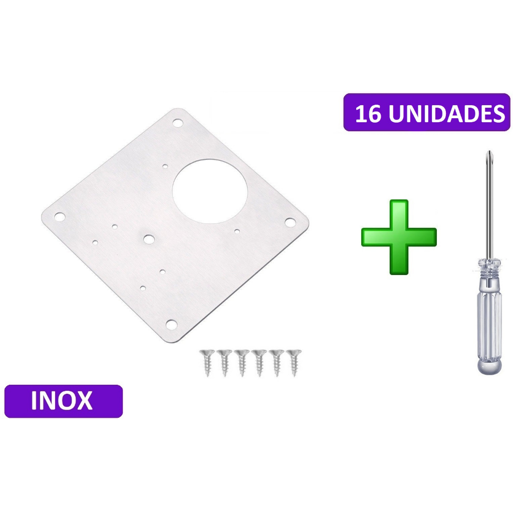 16 Placa De Reparo De Dobradiça Para Armário Porta Cozinha + Chave Philips