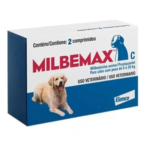 Vermífugo - Milbemax Cães 5 A 25kg 2 Cpr- Elanco