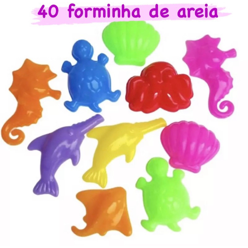 kit 40 Forminhas de Areia Comum ou Cinética Brinquedo Infantil
