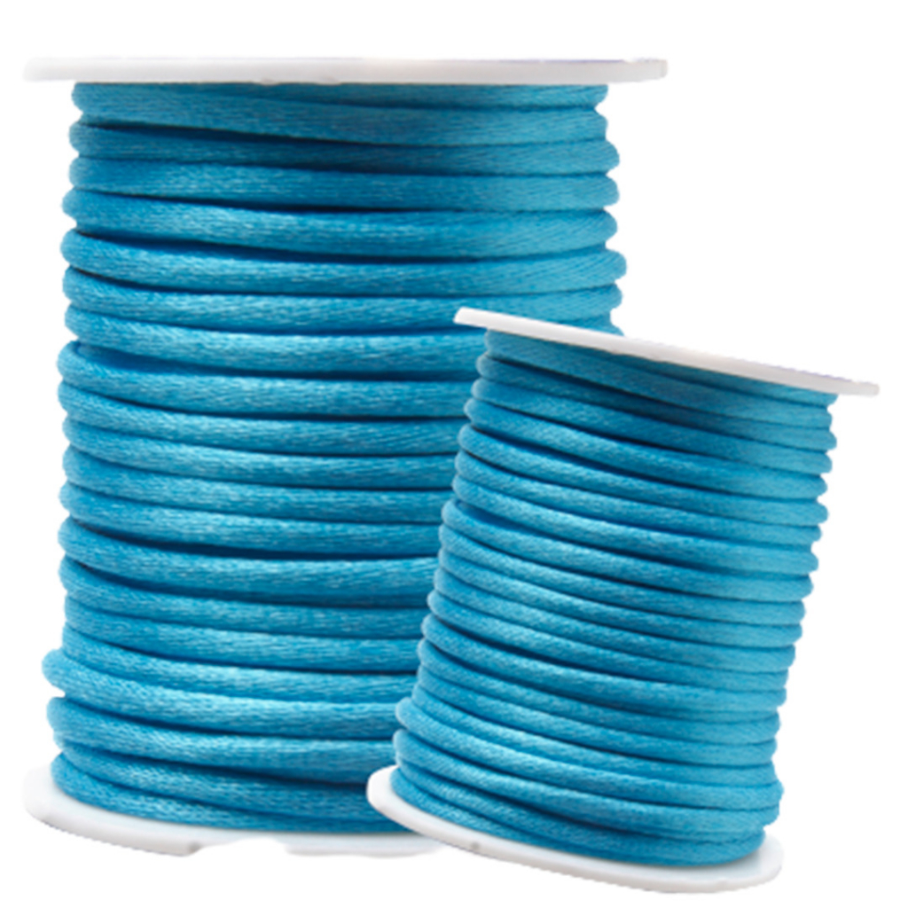 Fio De Seda Azul Turquesa - Cordão Rabo De Rato 3mm - Com 25 Metros - MGX