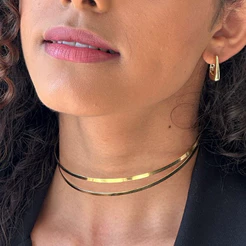 Choker Aro Liso Duplo Dourado Antialergico