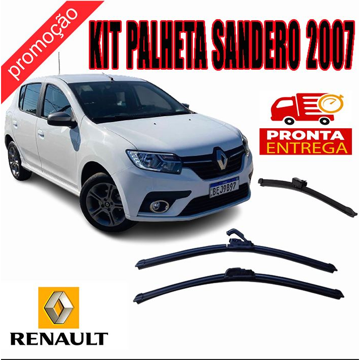 Kit 3 Palhetas Limpador De Parabrisa Dianteiro + traseiro Renault Sandero 20007/2014 20´´2X 15´´CARENADA em Oferta na Shopee