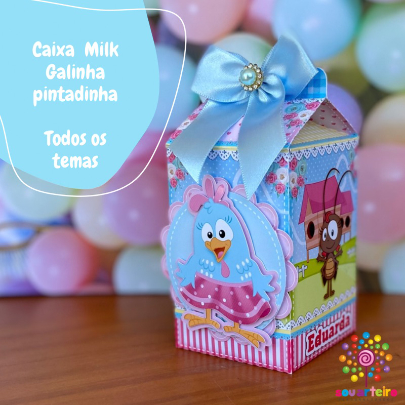 Caixa Milk lembrancinha Galinha Pintadinha 3D - Personalizado - 10 UNIDADES – Lembrancinha personalizada para Festa infantil - vários temas