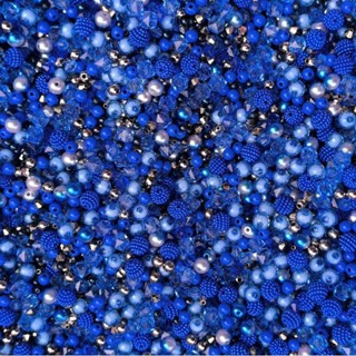 Blend Mix Pérolas Bolinhas Miçangas AZUL ROYAL Tamanhos e formas VARIADOS