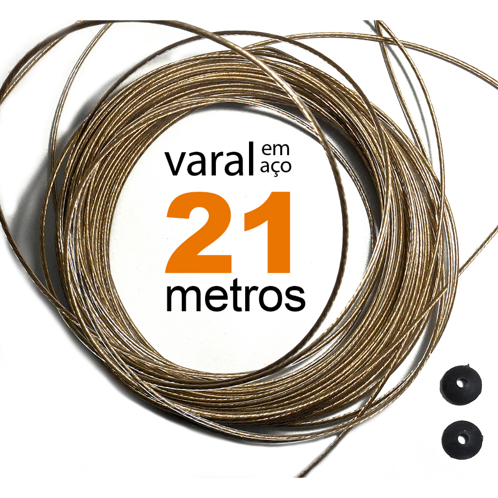 Varal cabo de aço revestido 21 metros fio para varal de parede e teto corda varais não enferruja