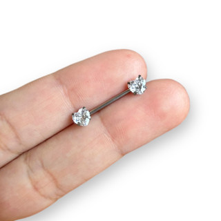 Piercing Mamilo Titânio Coração Com Pedra Zircônia