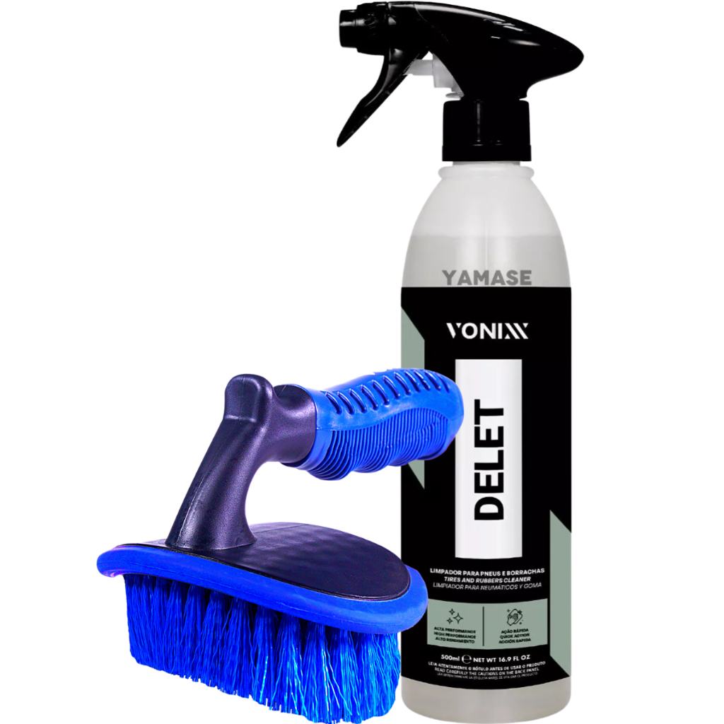 Delet 500ml Vonixx Limpa Pneu Borracha Plástico Limpador Spray + Escova para Limpeza de Pneus em Oferta na Shopee
