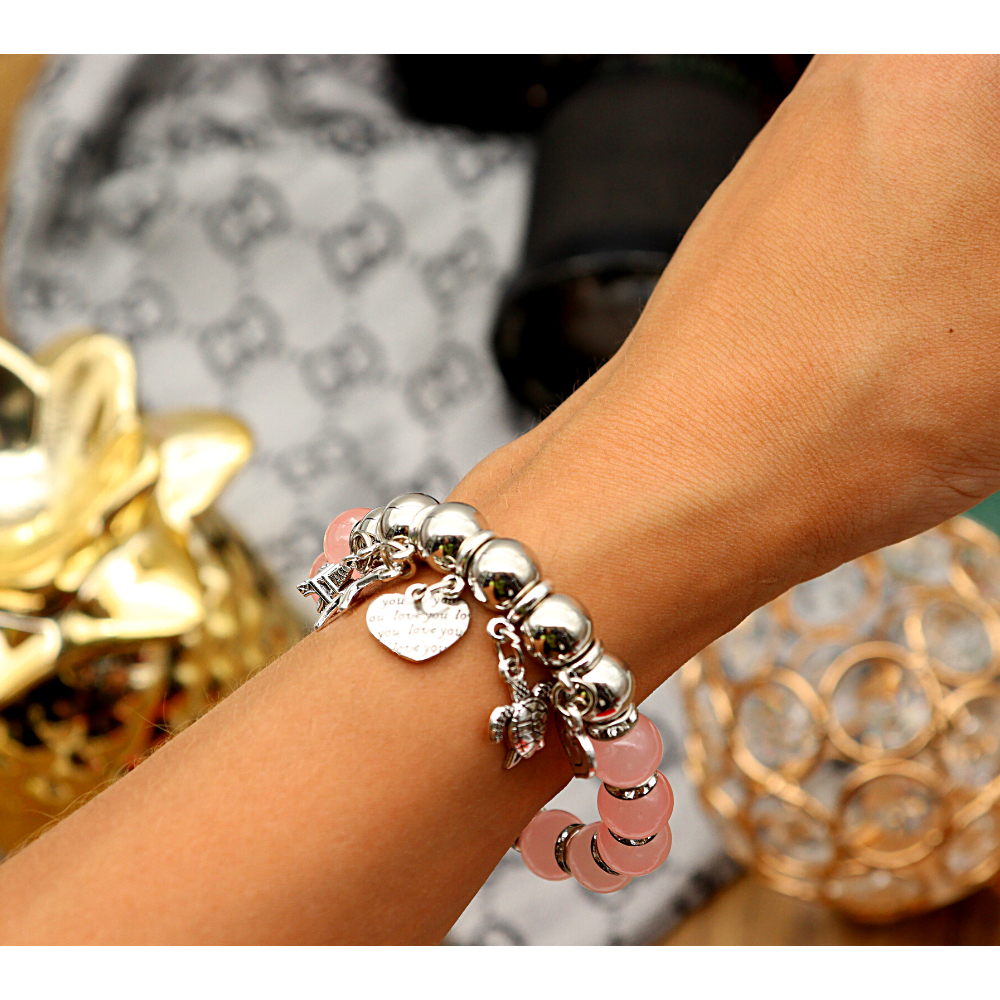 Pulseira Cristal Com Berloques Diversos