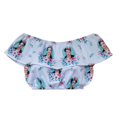 Cropped Ciganinha Frida Kahlo Branco Tamanho Único