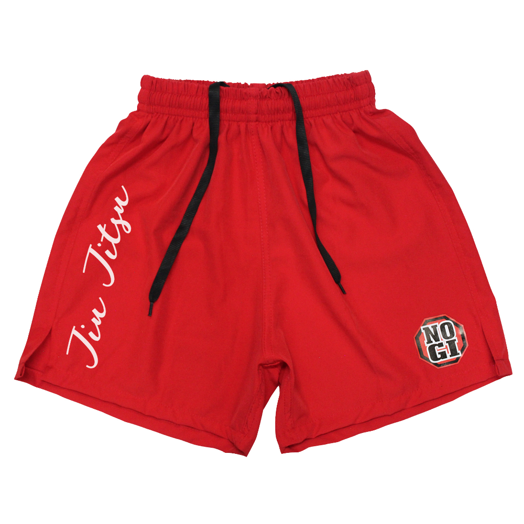 Short Bermuda Nogi Jiu Jitsu Vermelho Com Corte Lateral Elastano Treino Academia MMA Ranger