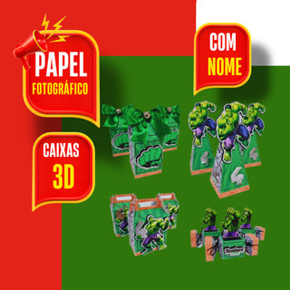 Lembrancinha de festa hulk aniversário caixa milk caixa cone caixa bala caixa maletinha