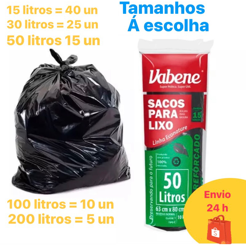 Rolo Saco de lixo - Super Reforçado (Extra forte) - Vabene 15/30/50/100/200 litros Off - Home & Living