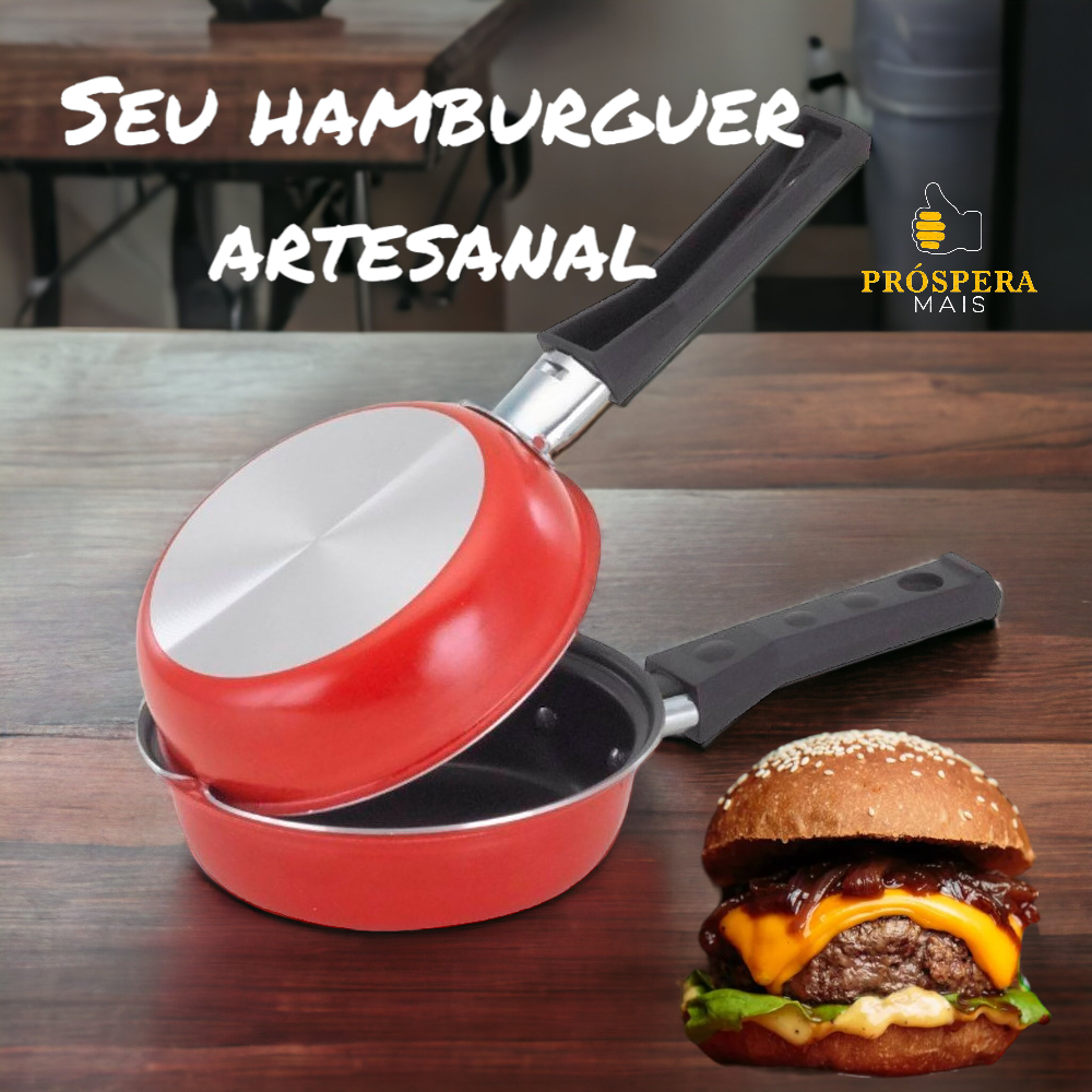 Frigideira Dupla Hamburguer Omelete crepe tapioca Antiaderente,lanche caseiro,fritar ovos,queijo derretido,aquecer pães