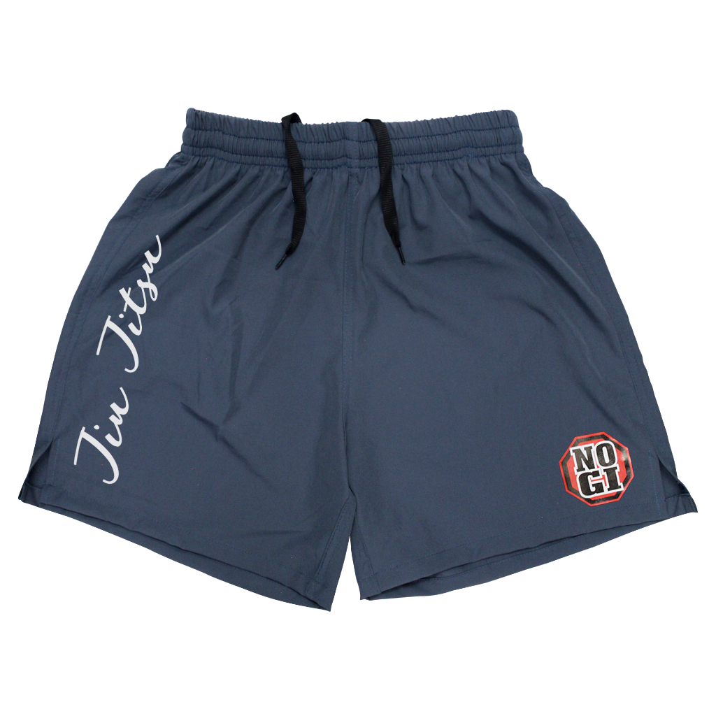 Short Bermuda Nogi Jiu Jitsu Cinza Escuro Com Corte Lateral Elastano Treino Academia MMA Ranger