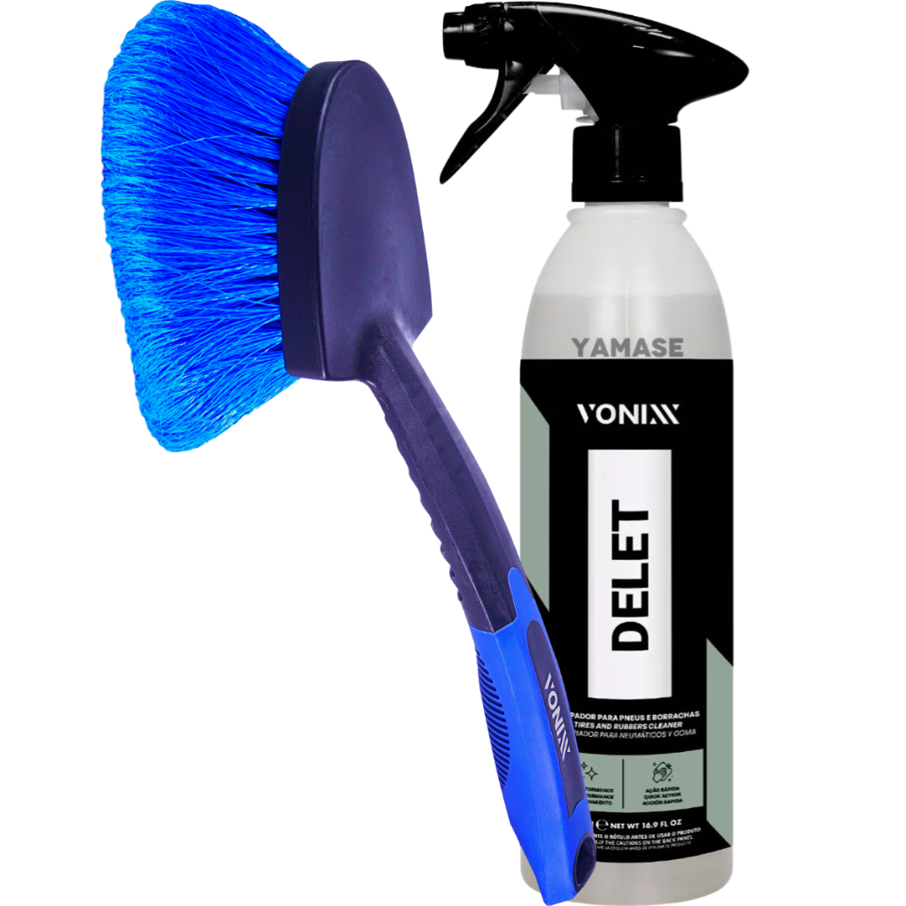 Delet Limpa Pneu Borracha Plástico Limpador Spray + Escova Caixa de Roda Média Vonixx em Oferta na Shopee