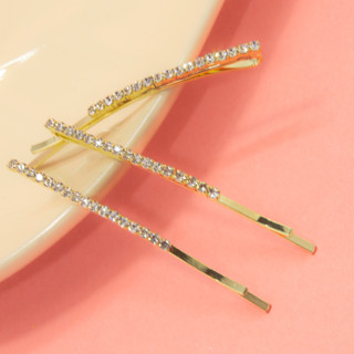 Kit 24 Grampos com Strass Delicado Cabelo Feminino Dourado Pedra Brilho