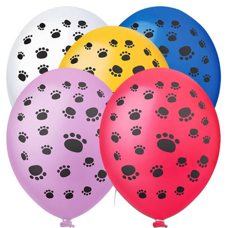 25un Balão Bexiga FESTA PET 11 pol Patinhas de Cachorro Patrulha Canina Branco ou Sortido
