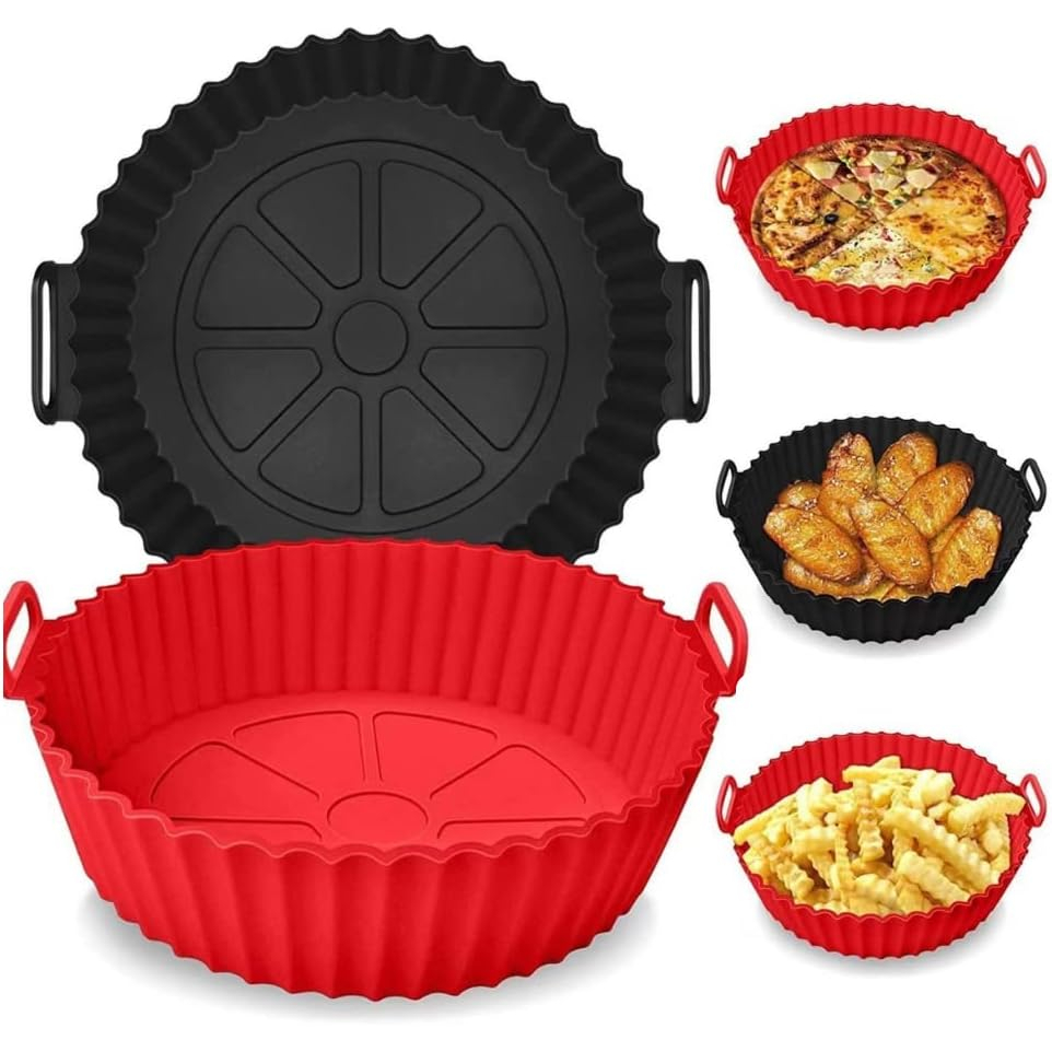 Forma de Silicone Airfryer Redonda Antiaderente Reutilizável Cesto Fritadeira Elétrica 16cm Forno Microondas Tapete