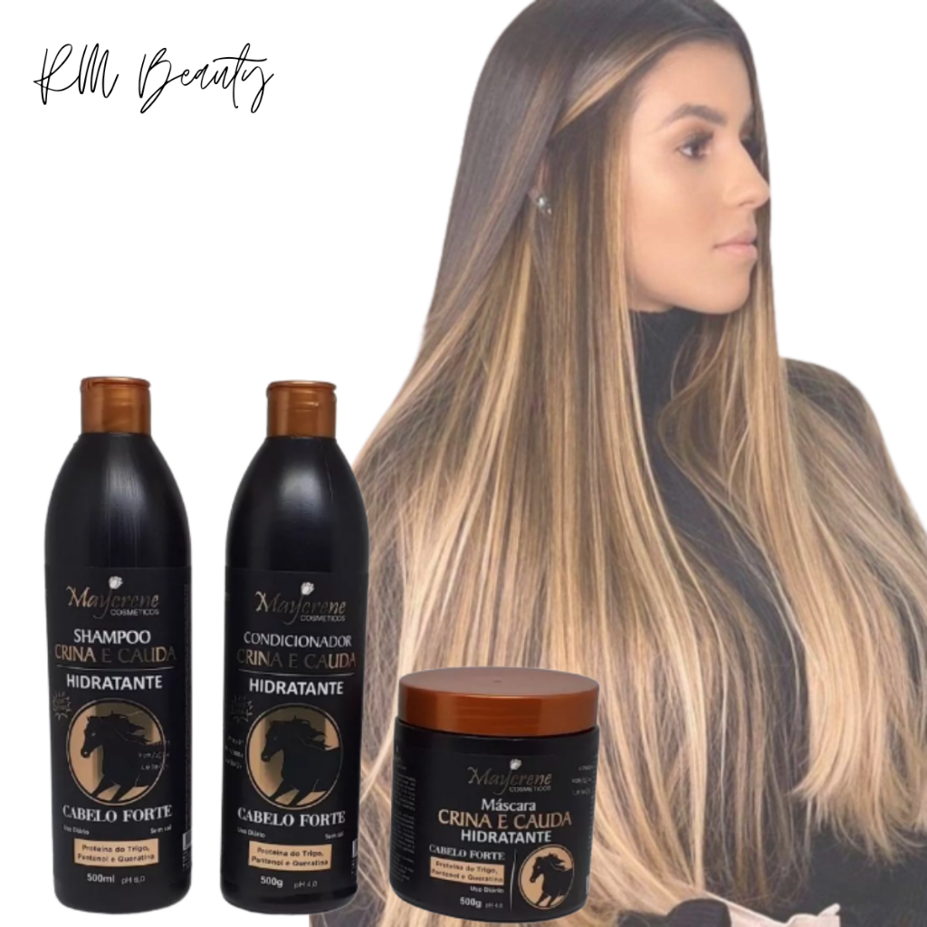 Crina e Cauda Maycrene  Kit Cronograma Capilar Shamp Cond Másc Ativador Cachos 500ml Pronta Entrega