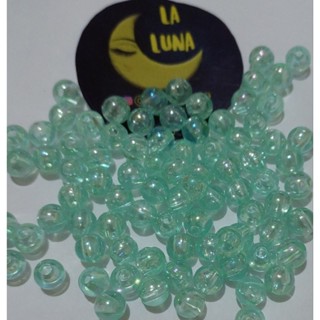Miçanga Bola 6mm lisa translúcida verde água- 200 unidades