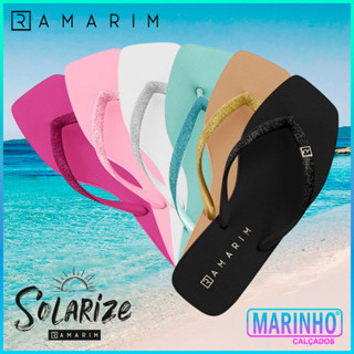 Chinelo de Dedo Feminino Solarize Com tiras de Glitter e Bico Quadrado da RAMARIM Ref: 23-1133