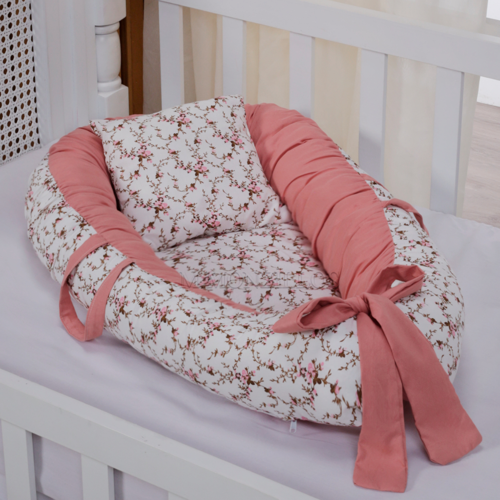 Ninho Redutor Berço Bebe 100% Micropercal + Almofada Anatômica Várias Estampas