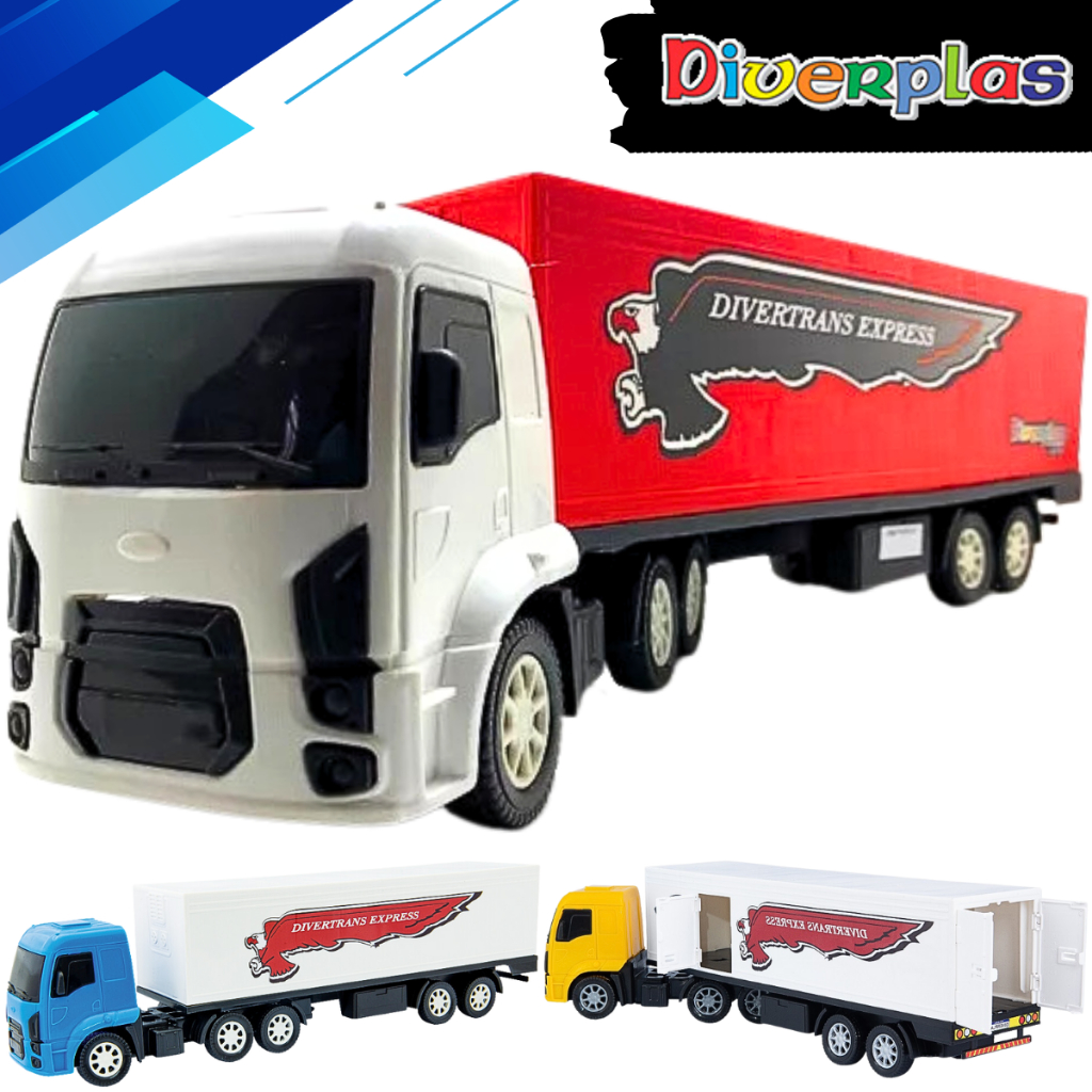 Caminhão Truck Grande Baú Carga Express Realista Brinquedos Meninos Carrinhos Carreta Presente Aniversário Dia das Crianças Natal Diverplas