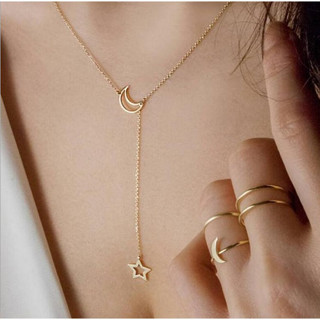 Colar Feminino Coração/Colar Feminino de lua com estrela