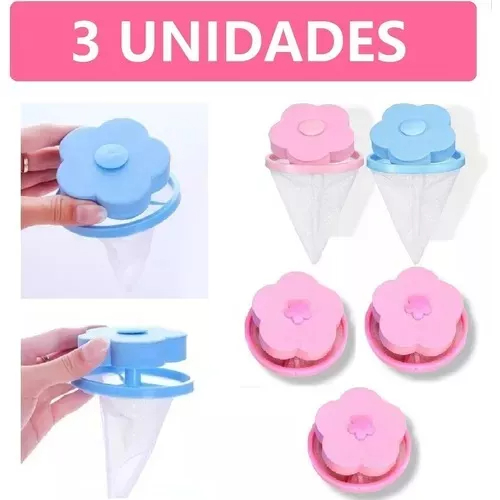 Kit Com 3 Unidades Filtro Pega Fiapos Da Máquina De Lavar