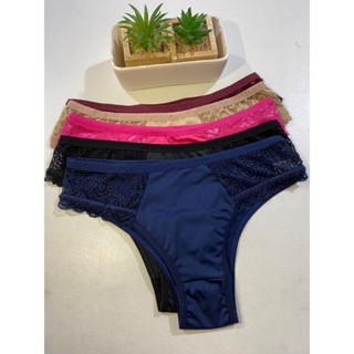 KIT 5 Calcinha Tangão renda Lingerie Conforto Lisa