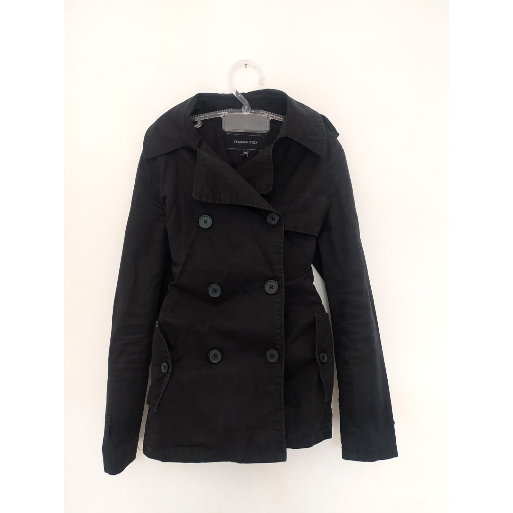 Blazer Feminino Executivo - Blusa inverno - Sobretudo preto elegante - Casaco vintage/retrô para mulheres - BAZAR/BRECHÓ