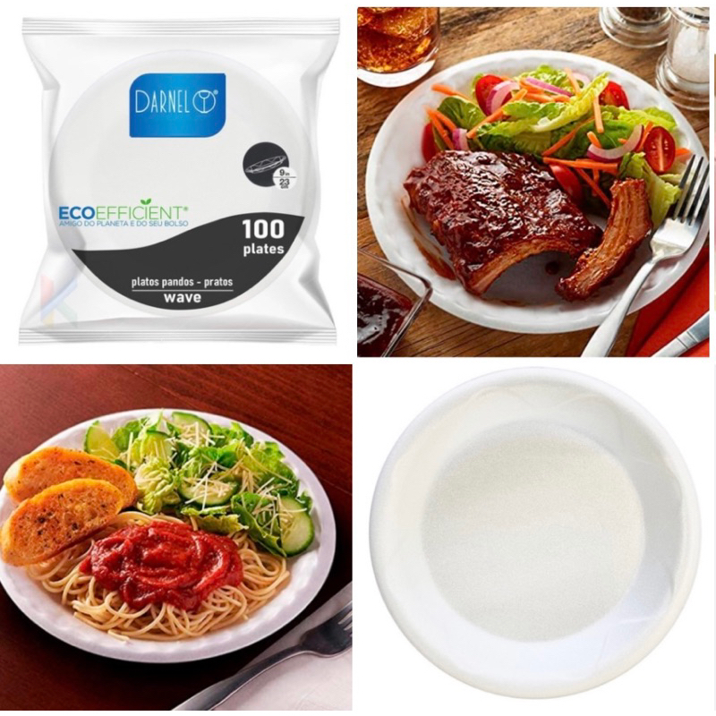 kit Prato De Isopor Refeição 23 Cm - Festa Descartável e Restaurantes darnel