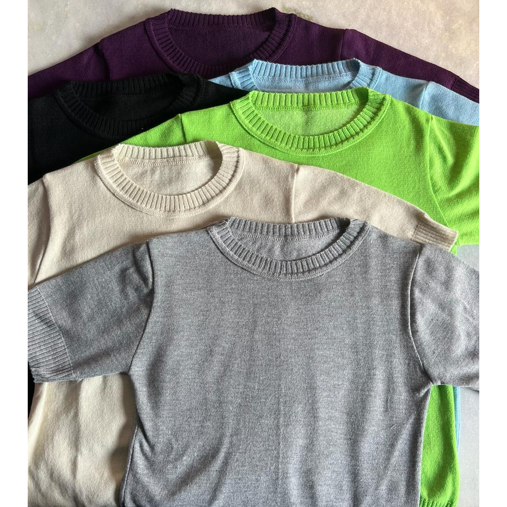 Blusa Feminina Tricô Manga Curta Decote Redondo